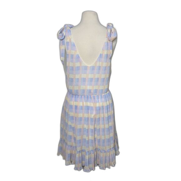 Meet Me in Santorini Pastel Check Dress Tie Straps Lined Mini Cottagecore  Sz S - Picture 4 of 10
